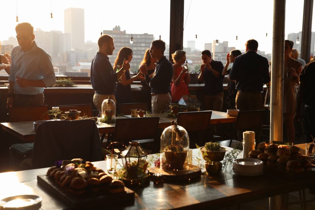 function with sunset view living room